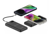 Cygnett ChargeUp Swift 10K mAh Wireless Power Bank - Black (CY4432PBCHE), 1x USB-C(20W),2x USB-A (18W),Wireless (10W),Micro-USB Cable,Total Output 15W