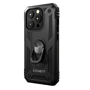 Cygnett Apple iPhone 15 Pro (6.1") Rugged Case - Black, Integrated kickstand, Secure and magnetic disk mount, 6ft drop protection, 2 Years Warranty