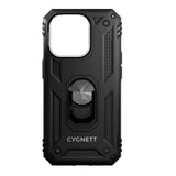 Cygnett Apple iPhone 15 Pro (6.1") Rugged Case - Black, Integrated kickstand, Secure and magnetic disk mount, 6ft drop protection, 2 Years Warranty