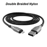 Cygnett Armoured Lightning to USB-A (2.0) Cable (3M) - Black (CY4662PCCAL), 2.4A/12W,Braided,480Mbps Transfer,Turbo Charge iPhone/iPad,MFi, 5 Yrs