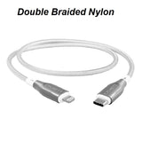 Cygnett Armoured Lightning to USB-C (2.0) Cable (1M) - White (CY4668PCCCL), 30W, Braided, 480Mbps Transfer, Fast Charge iPhone/iPad, MFi, 5 Yrs