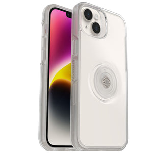 (LS) OtterBox Otter + Pop Symmetry Clear Apple iPhone 14 Plus Case Clear Pop - (77-88776), DROP+ 3X Military Standard,Swappable PopGrip, 7 Years Warra