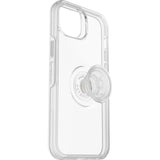 (LS) OtterBox Otter + Pop Symmetry Clear Apple iPhone 14 Plus Case Clear Pop - (77-88776), DROP+ 3X Military Standard,Swappable PopGrip, 7 Years Warra