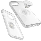 (LS) OtterBox Otter + Pop Symmetry Clear Apple iPhone 14 Plus Case Clear Pop - (77-88776), DROP+ 3X Military Standard,Swappable PopGrip, 7 Years Warra