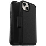 OtterBox Strada Apple iPhone 14 Plus Case Black - (77-88557), DROP+ 3X Military Standard, Leather Folio Cover, Card Holder, Raised Edges, Soft Touch