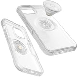 OtterBox Otter + Pop Symmetry Clear Apple iPhone 14 / iPhone 13 Case Clear Pop - (77-89701),DROP+ 3X Military Standard,Swappable PopGrip,7 Yrs