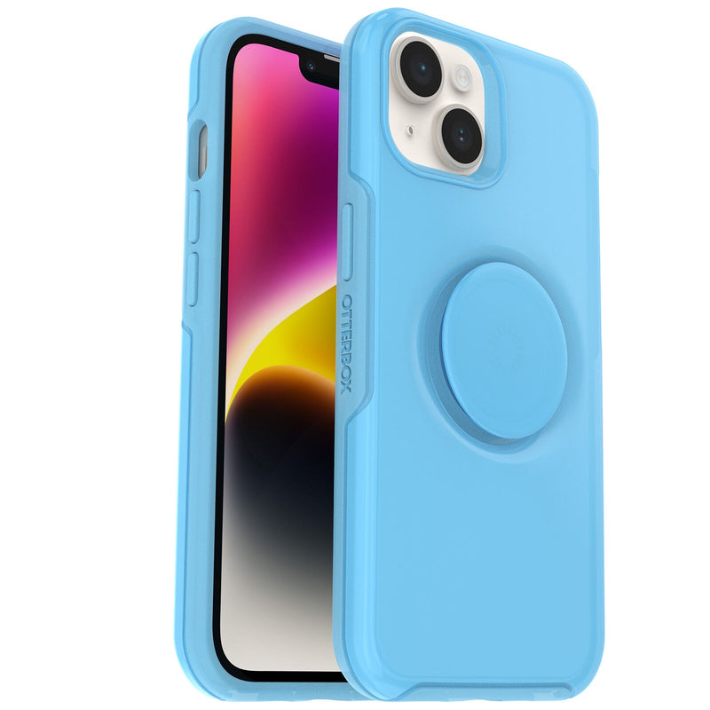 (LS) OtterBox Otter + Pop Symmetry Apple iPhone 14 / iPhone 13 Case You Cyan This? (Blue) - (77-89708), Antimicrobial, DROP+ 3X Military Standard