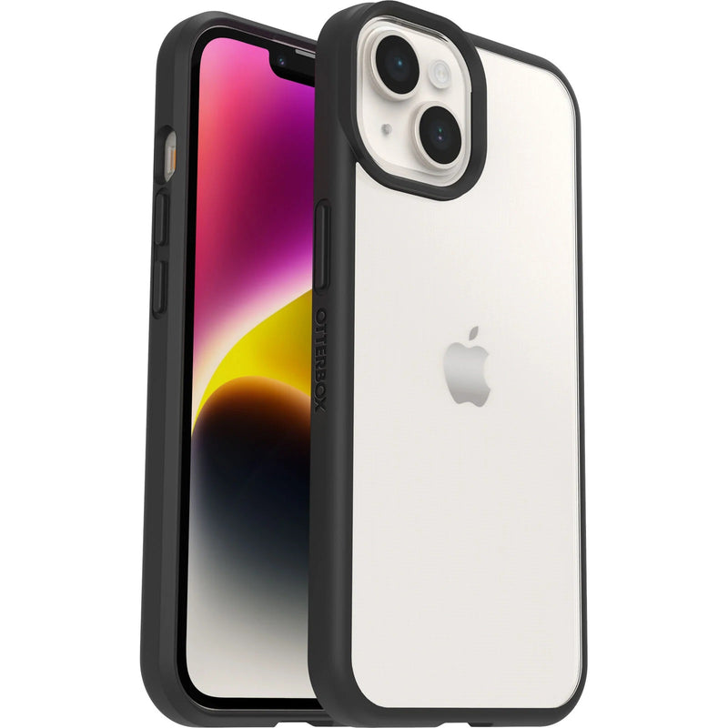 OtterBox React Apple iPhone 14 Case Black Crystal (Clear/Black) - (77-88882), Antimicrobial, DROP+ Military Standard, Raised Edges,Hard Case,Soft Grip