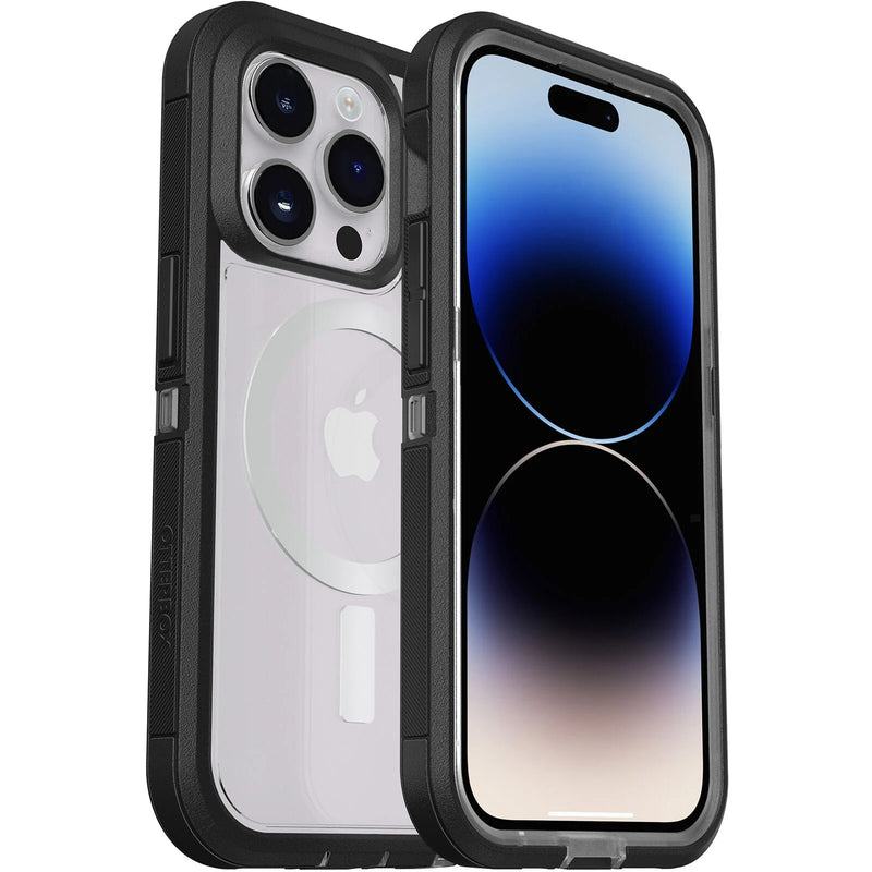 (LS) OtterBox Defender XT Clear MagSafe Apple iPhone 14 Pro Case Black Crystal - (77-90065), DROP+ 5X Military Standard, Multi-Layer,7 Yrs