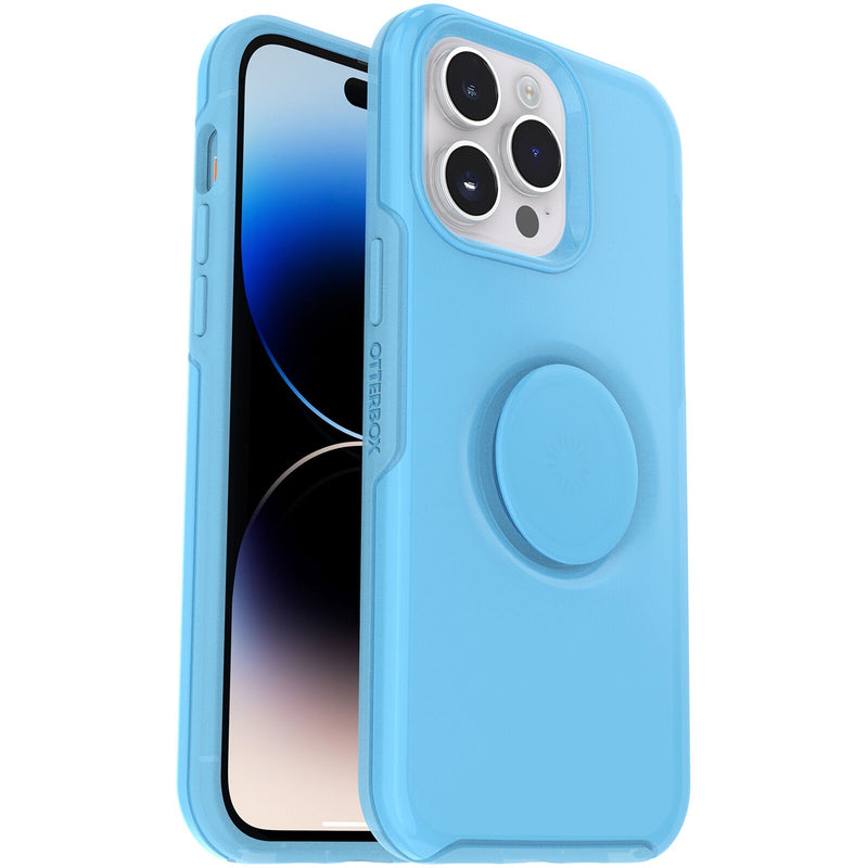 OtterBox Otter + Pop Symmetry Apple iPhone 14 Pro Max Case You Cyan This? (Blue)-(77-88820),Antimicrobial,DROP+ 3X Military Standard,Swappable PopGrip