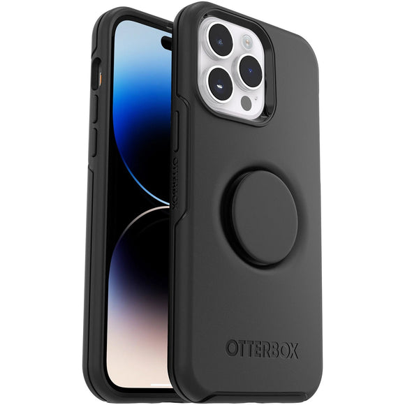 (LS) OtterBox Otter + Pop Symmetry Apple iPhone 14 Pro Max Case Black - (77-88765), DROP+ 3X Military Standard,Swappable PopGrip, 7 Years Warranty