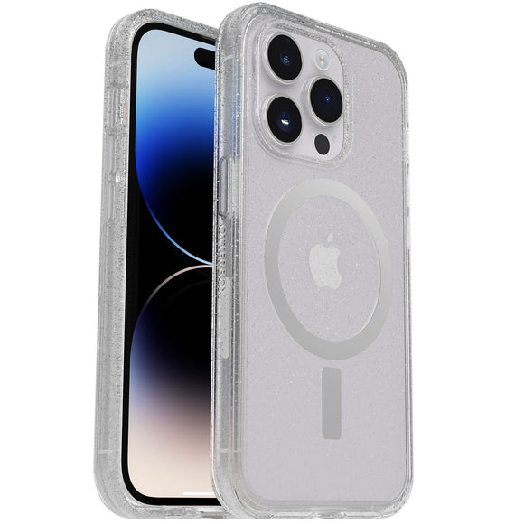 (LS) OtterBox Symmetry+ Clear MagSafe Apple iPhone 14 Pro Max Case Stardust (Clear Glitter) -(77-89285),Antimicrobial,DROP+ 3X Military Standard,7 Yrs