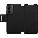 OtterBox Strada Samsung Galaxy S22+ 5G (6.6") Case Black - (77-86486), DROP+ 3X Military Standard, Leather Folio Cover, Card Holder, Raised Edges