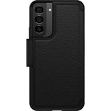 OtterBox Strada Samsung Galaxy S22+ 5G (6.6") Case Black - (77-86486), DROP+ 3X Military Standard, Leather Folio Cover, Card Holder, Raised Edges