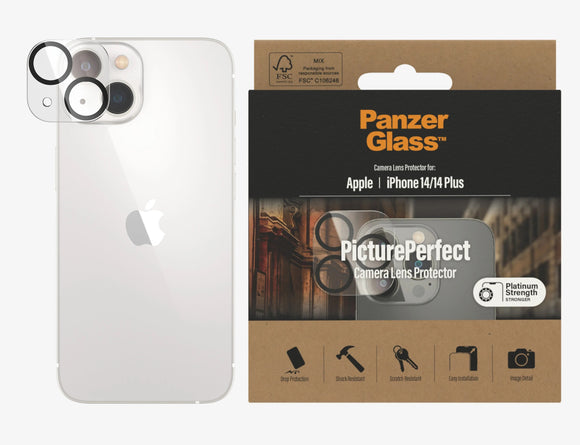 PanzerGlass Apple iPhone 14 / iPhone 14 Plus PicturePerfect Camera Lens Protector - Black (0399), Drop Protection, Scratch & Shock Resistant, 2YR