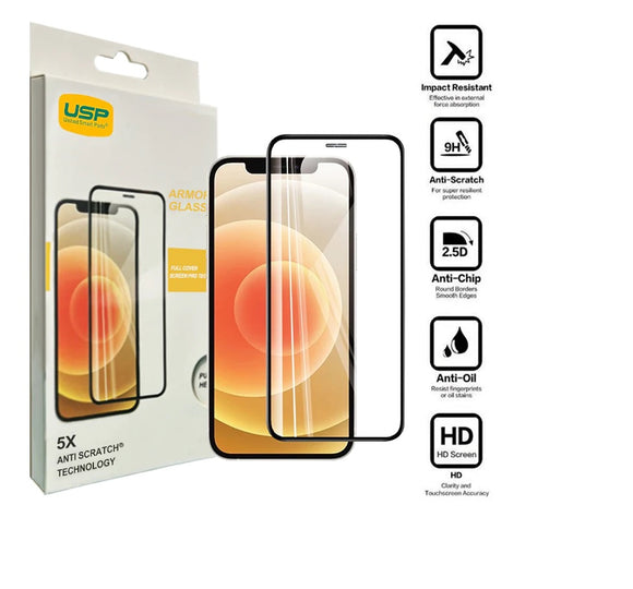 USP Apple iPhone 11 / iPhone XR Armor Glass Full Cover Screen Protector - 5X Anti Scratch Technology, Perfectly Fit Curves