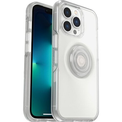 (LS) OtterBox Otter + Pop Symmetry Clear Apple iPhone 13 Pro Case Clear Pop-(77-84517), DROP+ 3X Military Standard, Swappable PopGrip,7 Years Warranty