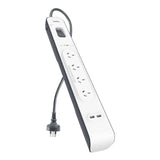 Belkin BSV401 4-Outlet 2-Meter Surge Protection Strip with two 2.4 amp USB charging ports, Complete Three-line AC protection, CEW $20,000, Power Board