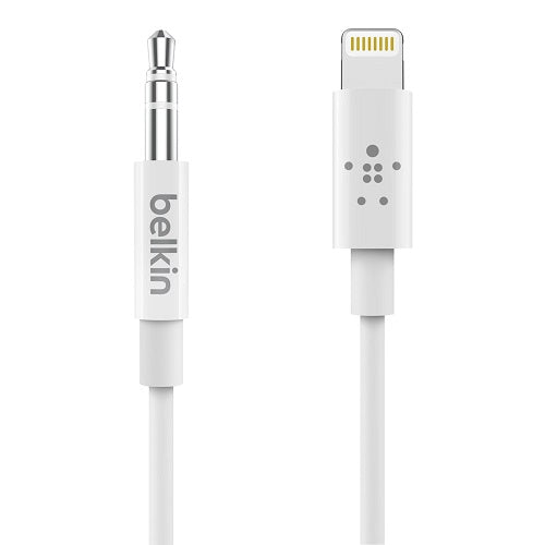 Belkin 3.5 mm Audio Cable With Lightning Connector (0.9M) - White (AV10172bt03-WHT), High Resolution Audio, Connect with a Single Cable, 2YR