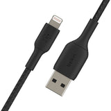 Belkin BoostCharge Lightning to USB-A Cable (1m/3.3ft) - Black (CAA001bt1MBK), 480Mbps, 8K+ bend, Apple iPhone / iPad / Macbook, 2YR