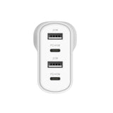 Cygnett PowerPlus 45W Multiport Wall Charger AU - White (CY3675PDWLCH),2xUSB-C PD (45W),2xUSB-A (20W),Fast Charger, Charge 4x devices, Laptop Charger