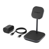 Cygnett MagDesk 15W 2-in-1 Magnetic Wireless Charger-Black(CY3769ACOCP)MagSafe & Qi Compatible,1.5M USB-C Cable,20W USB-C Wall Charger,Attachment Ring