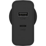 OtterBox 30W Dual Port Premium PD Fast Wall Charger - Black (78-80029),1x USB-A (12W), 1x USB-C (18W),Compact, Travel-Ready, 2 Years Warranty