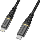 OtterBox Lightning to USB-C Fast Charge Premium Cable (1M) - Black (78-52654),3 AMPS (60W),MFi/USB PD,10K Bend/Flex,Braided, Apple iPhone/iPad/MacBook