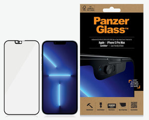 PanzerGlass Apple iPhone 13 Pro Max CamSlider Screen Protector Edge-to-Edge - Black (2749), Scratch & Shock Resistant, Diamond Strength, 2YR