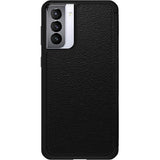 OtterBox Strada Samsung Galaxy S21+ 5G (6.7") Case Black - (77-81238), DROP+ 3X Military Standard, Leather Folio Cover, Card Holder, Raised Edges