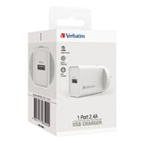 Verbatim USB Charger Single Port 2.4A - White Single Port Wall Charger