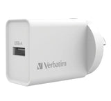 Verbatim USB Charger Single Port 2.4A - White Single Port Wall Charger