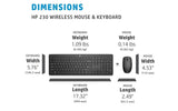 HP 230 Wireless Keyboard & Mouse Combo 12 function keys chiclet comfortable low noise 1600DPI Mouse Light Weight Long Battery Life ~16mths