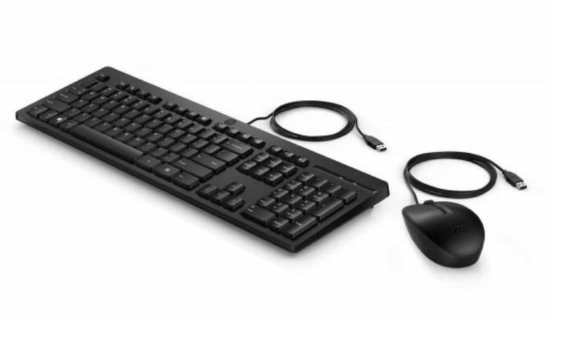 HP 225 USB Wired Keyboard Mouse Combo for Business - Full-Sized USB 3.0 Type-A Comfotable Reliable Ergonomic Plug & Play Over 50% Recycled Material