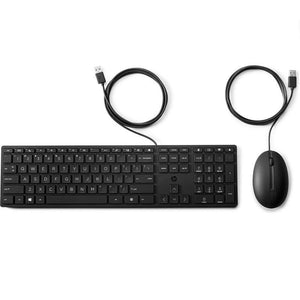 HP 320MK USB Wired Desktop Keyboard Mouse Combo Reduced-sized & Low-Profile Quiet Keys Easy Clean Plug&Play for Notebook Desktop PC