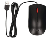 LENOVO Essential USB Mouse (Full Size) - Wired USB Connection, Plug-and-Play, Comfortable All Day Grip, 1600DPI, Ambidextrous Design, Black