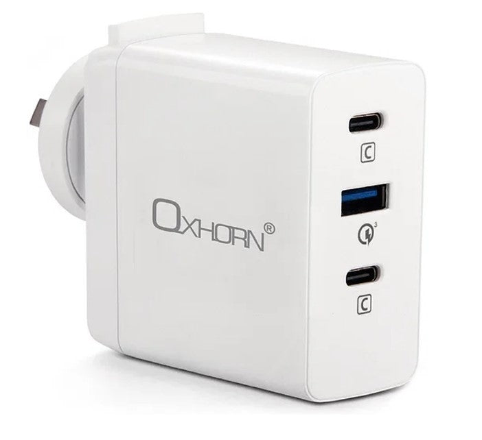 Oxhorn 100W USB GaN Type-C fast Charger, 2x USB-C, 1x USB-A Fast Charger