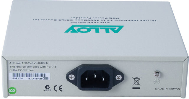 Alloy POE2000LC.10 10/100/1000Base-T PoE RJ-45 to 1000Base-LX SingleMode (LC). Wavelength: 1310nm. Max. range 10Km (EOL)