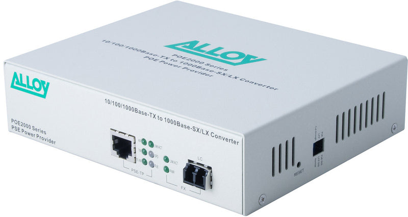 Alloy POE2000LC.10 10/100/1000Base-T PoE RJ-45 to 1000Base-LX SingleMode (LC). Wavelength: 1310nm. Max. range 10Km (EOL)