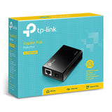 TP-Link POE150S Omada PoE Injector Adapter, IEEE 802.3af compliant, Data and power carried over the same cable up to 100 meters, plastic case, pocket