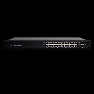 Ubiquiti EdgeSwitch 24,  24-Port Managed PoE+ Gigabit Switch, 2 SFP, 250W Total Power, Support PoE+ & 24v Passive, No Controller Needed, 2Yr Warr
