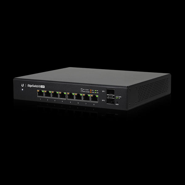 Ubiquiti EdgeSwitch 8, 8-Port Managed PoE+ Gigabit Switch, 2 SFP, 150W, Supports PoE+ and 24v Passive, No Controller Needed, 2Yr Warr