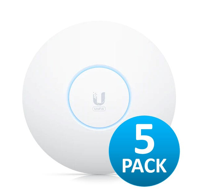 Ubiquiti U6 Enterprise (5 Pack), U6-Enterprise, High-performance, ceiling-mounted WiFi 6E access point, 140 m² coverage