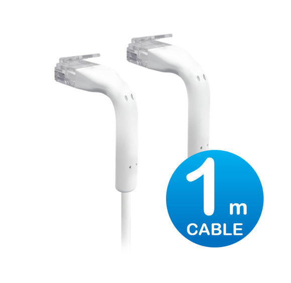 Ubiquiti UniFi Patch Cable Single Unit, 1m, White, End Bendable to 90 Degree, RJ45 Ethernet Cable, Cat6, Ultra-Thin 3mm Diameter,  2Yr Warr