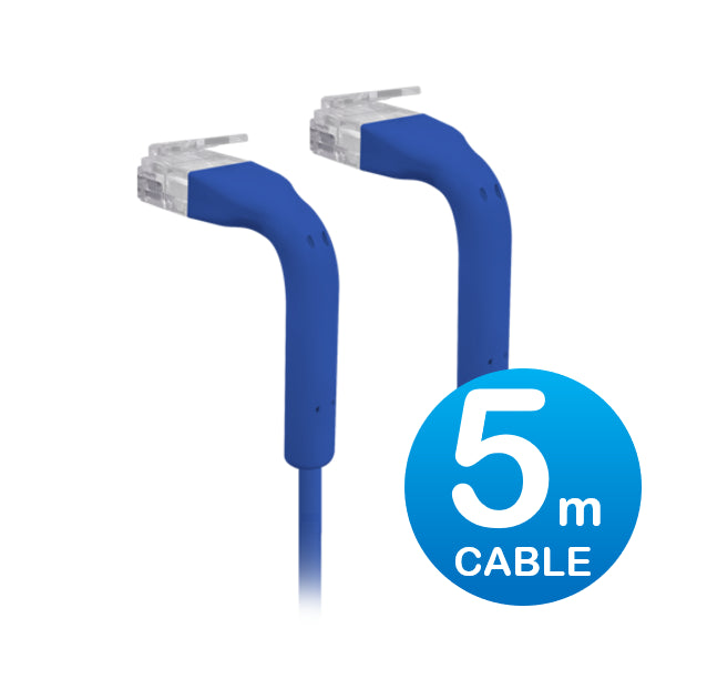 Ubiquiti UniFi Patch Cable Single Unit, 5m, Blue, End Bendable to 90 Degree, RJ45 Ethernet Cable, Cat6, Ultra-Thin 3mm Diameter,  2Yr Warr