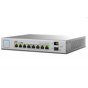 Ubiquiti UniFi Switch 8-port Managed PoE+ Gigabit Switch with SFP, 130W PoE Budget, Quiet Fanless Operation, GEN1, Incl 2Yr Warr