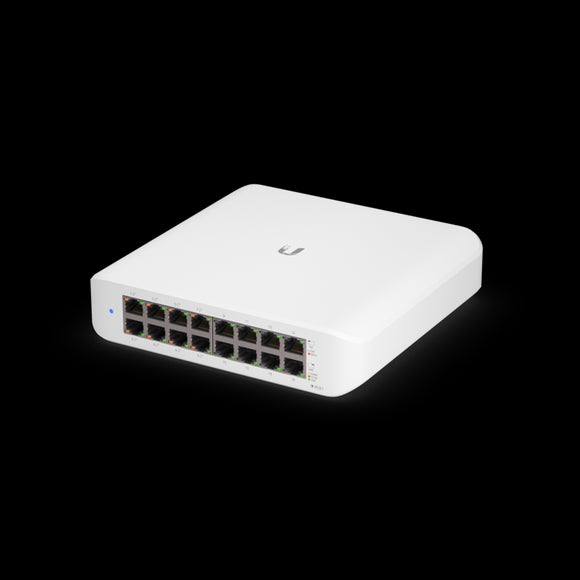 Ubiquiti UniFi Switch Lite 16 PoE, Layer 2, 16x GbE RJ45 Ports, 8x 802.3at PoE+ Ports, 45W PoE, Silent Operation, Wallmount Kit Include, 2Yr Warr