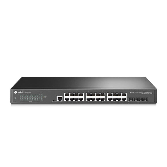 TP-Link SG3428X JetStream 24-Port Gigabit L2+ Managed Switch with 4 10GE SFP+ Slots IGMP Snooping Omada Rack Mountable Fanless