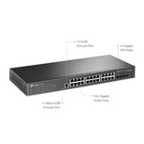 TP-Link SG3428 JetStream 24-Port Gigabit L2 Managed Switch with 4 SFP Slots IGMP Snooping QoS Rack Mountable Fanless, Support Omada Controller