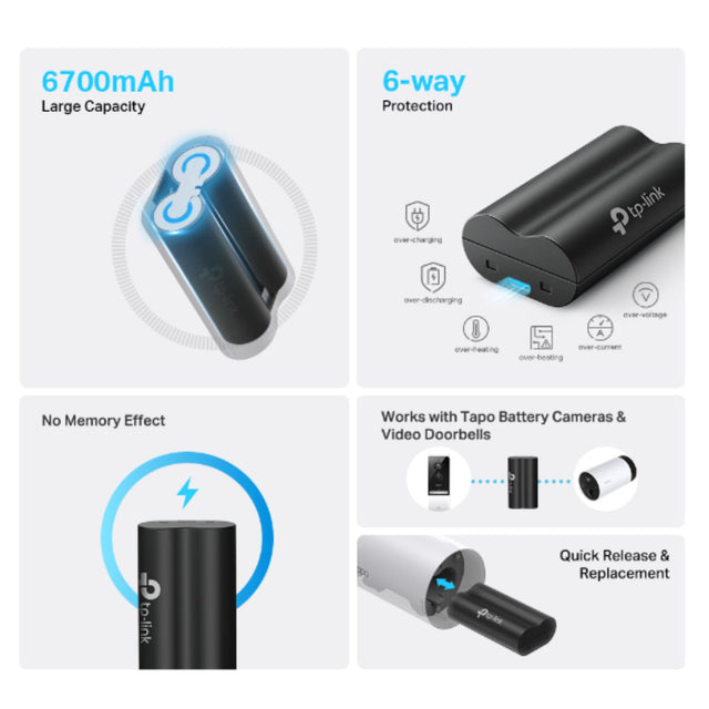 TP-Link Tapo A100 Battery Pack 6700mAh Compatible With Tapo Cameras & Video Doorbells (C420/C400/D230)
